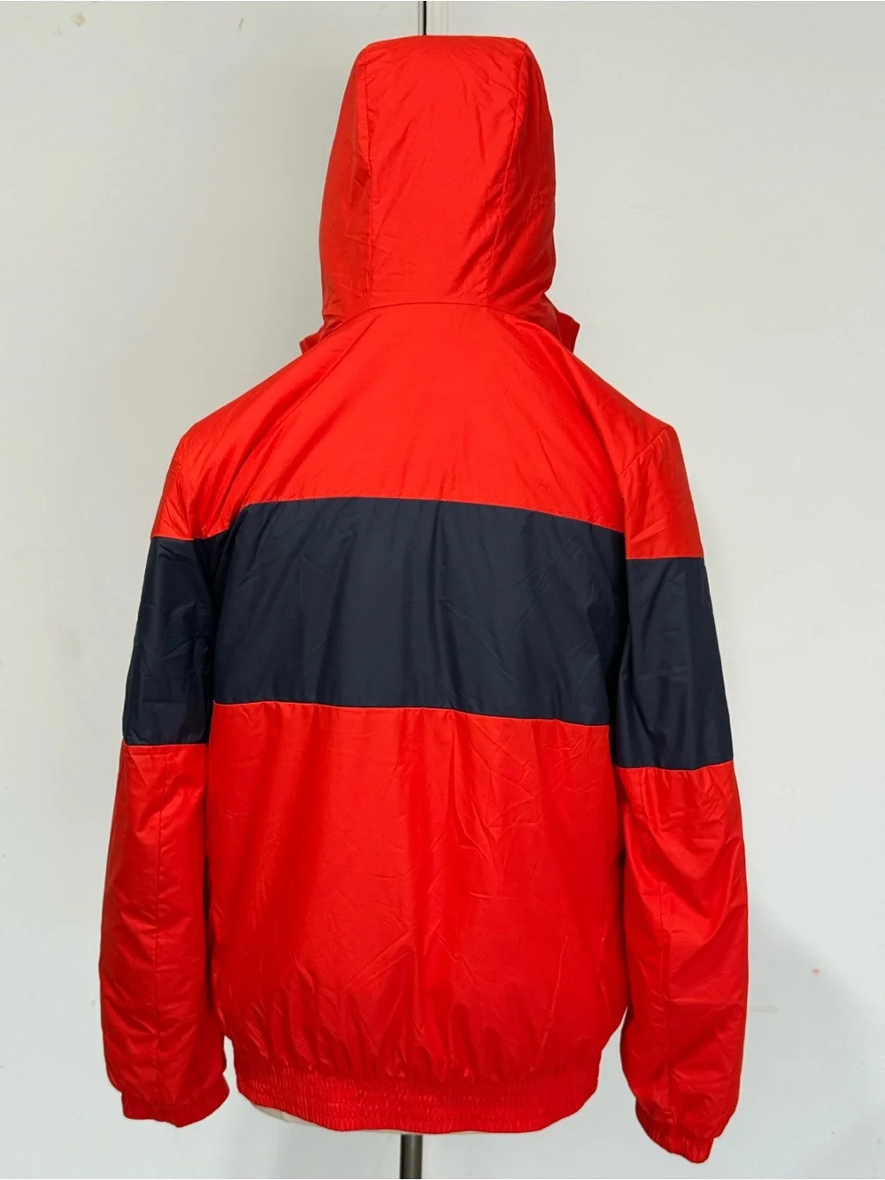 Nike Red Hooded Windbreaker with Black Chevron